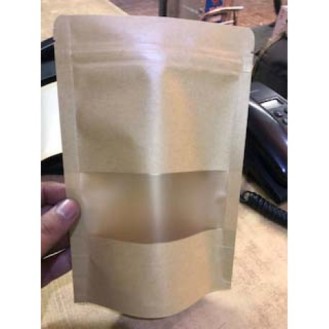 Kraft Paper Stand Up Pouch With Window And Zip Lock 4" X 6" 100 Pcs