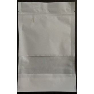 Kraft Paper White Stand Up Pouch With Window And Zip Lock 4" X 7" 500 Pcs