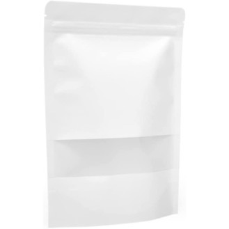 White Kraft Paper Stand Up Ziplock Pouch 5" x 8" 100 Pcs